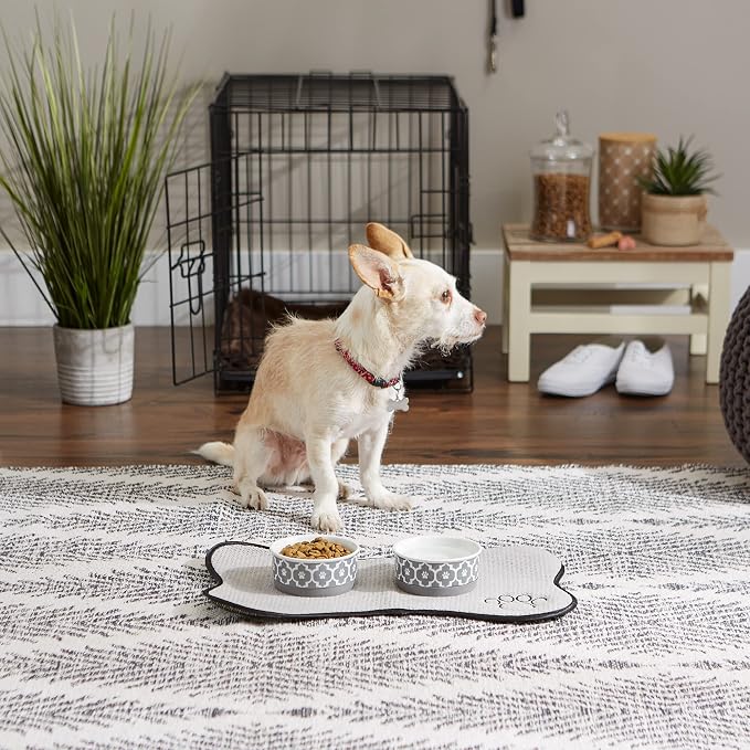 Bone Dry Lattice Collection Pet Bowl & Canister, Small Set, 4.25x2", Gray, 2 Count