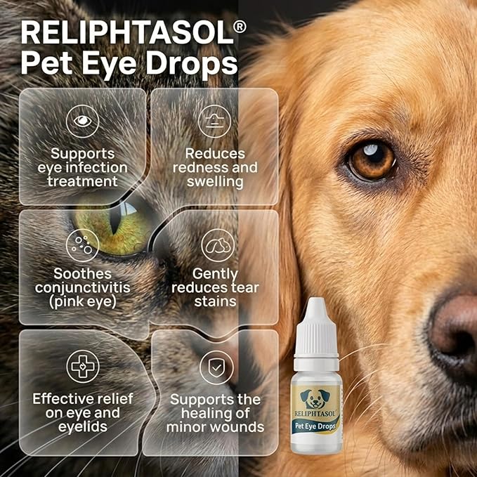 Pet Eye Drops – Vet-Formulated Dog Eye Infection Inflamation Treatment, Allergy Relief, Dry Eyes & Red Eye, Tear Stain Remover for Dogs, Cats, Cattle, Sheep, Horses – 5 mL 0.17 fl oz (1 Bottle)