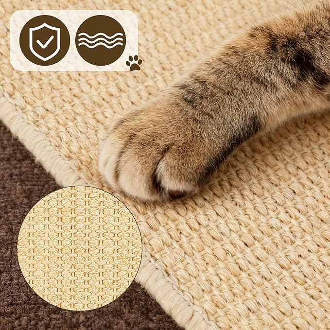 SHENLIU 4Pcs Bunny Scratch Pads, 16"x12" Sisal Rabbit Scratching Pad Claws and Teeth Care Rabbit Mats for Cages Chew Toys Bunny Pet Cage Bedding