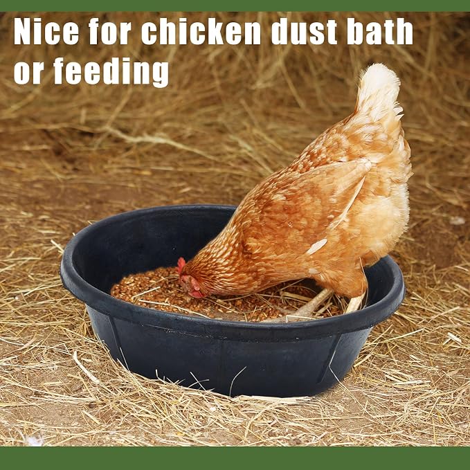 Sadnyy 5 Pcs 8 Quart/ 2 Gallon Rubber Feeder Pan, Rubber Feed Pan Utility Horse Feed Bucket Dog Bowl Horse Feeder for Cats Dogs Goats Chicken Dust Bath Container Animal Feeding, 14.57 x 4.5 inches