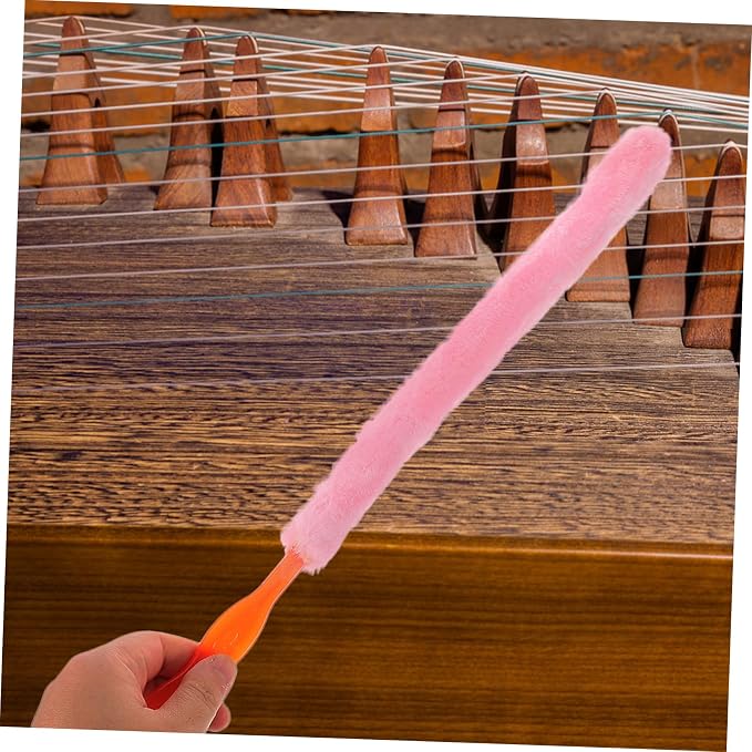BESPORTBLE Zithers Cleaning Brush Soft Rabbit Hair Comfortable Handle Long Bristles for Dust Removal for Guqin Musical Instrument Care Pink