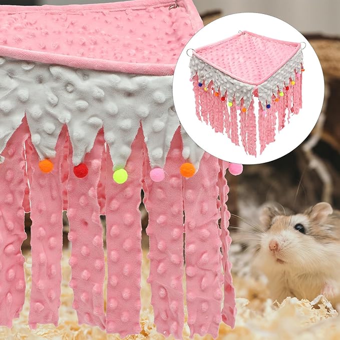 PRETYZOOM Small Pet Tent Hamster Hideout Cage Corner Hammock Square Hanging Shelter for Guinea Pigs and Rats
