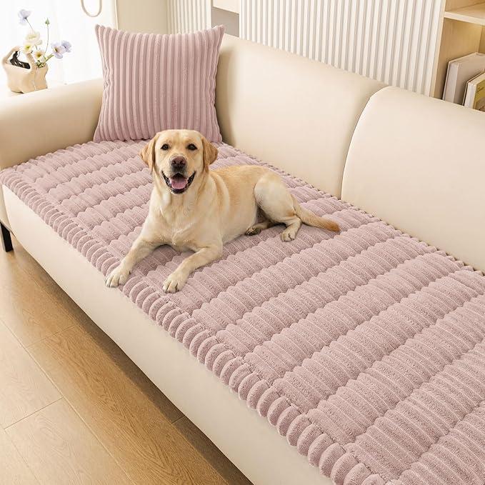 Smiry Couch Cover for Dogs, Non Slip Washable Sofa Protector for Pets, Soft Furniture Cover for Pet, Stylish Sofa Covers, Cozy Protect Against Fur, Dirt & Everyday Messes (Dusty Pink, 27.6" x 88")