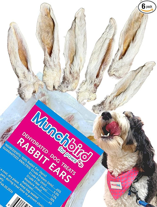 Munchbird Dehydrated Rabbit Ears for Dogs (Small Pack - 6pcs)