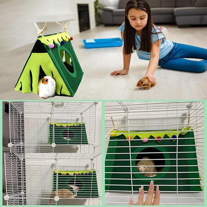Guinea Pig Forest Hideaway Tent Small Animals Fleece Hideout Hamster Corner Hammock House Pet Habitat Bed Rabbits Nest Toy Cage Accessories for Chinchillas Ferrets Hedgehogs Glider Rats Bunny