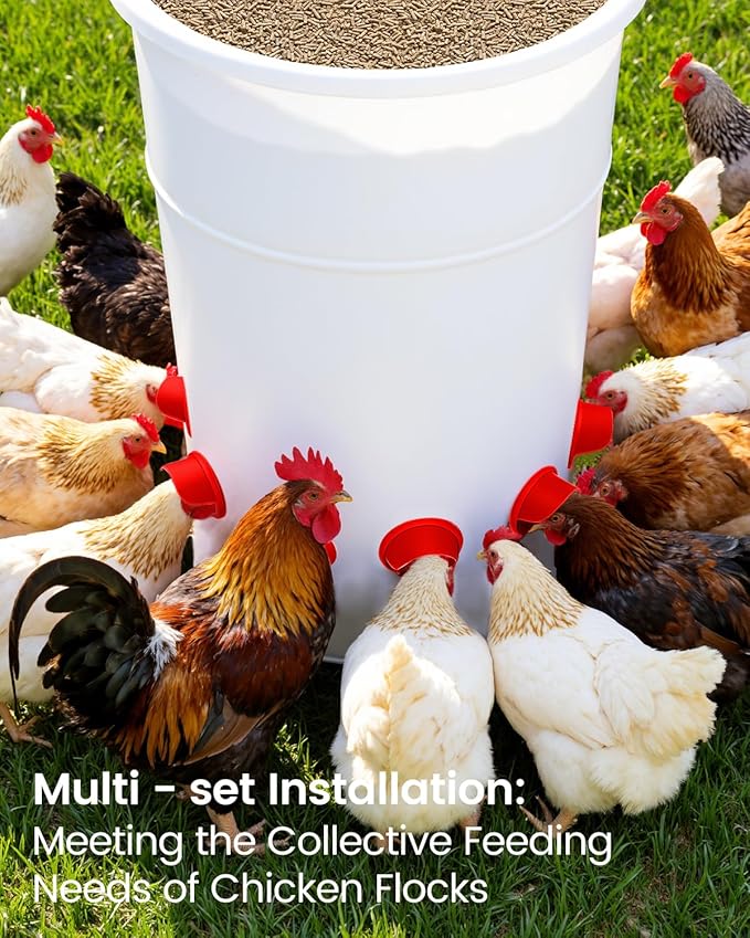 [8 Pack] Aopchry Automatic Chicken Feeder (Red), Chicken Feeders No Waste Feed, Egg Shaped Thickened Design, Rain-Proof, Suitable for Various Poultry, with Mounting Hole Opener