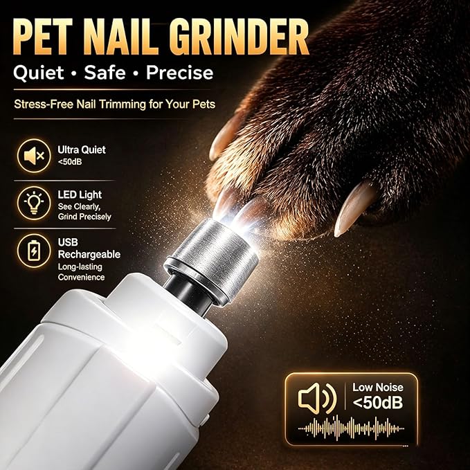 2-in-1 Dog Nail Grinder & Dog Nail Clippers Trimmers for Large Medium Small Dogs Cats Pets Claw Trimmer with LED Lights (Green)