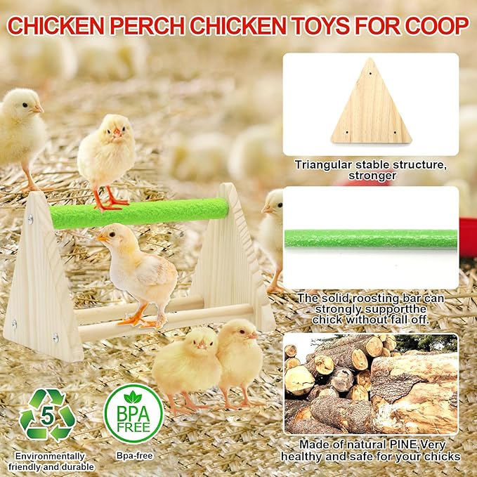 Chick Feeder and Waterer Kit with Chick Perch, 1l Chick Waterer, Flip Top Poultry Feeder, Chick Starter Kit for Chick Brooder, Baby Chicken Supplies for Baby Chick, Duck and Quail