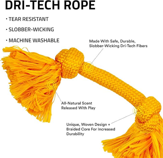Playology Dog Toys | Dri-Tech Rope Tug of War Dog Toy for Tough Chewers | Cheddar Cheese Scented Medium Tug Rope Toys for Dogs