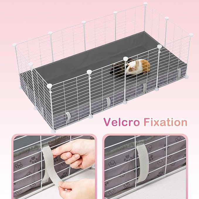 Funfurry Waterproof Guinea Pig Cage Liner,Washable Tarp Bottom Base,Cage Liners for Small Animals,Hamster Chinchilla Hedgehog Ferret Rabbit. (Dark Grey-Paw, 24" X 48")