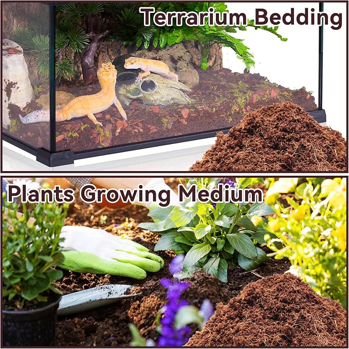Legigo 4 Pack Coconut Fiber Substrate, Natural Coco Coir Bedding for Reptiles Turtles, Tortoises, Snake, Hermit Crab, Gecko, Lizard, Bioactive Terrarium Soil for Humidity Control and Plant Substrate