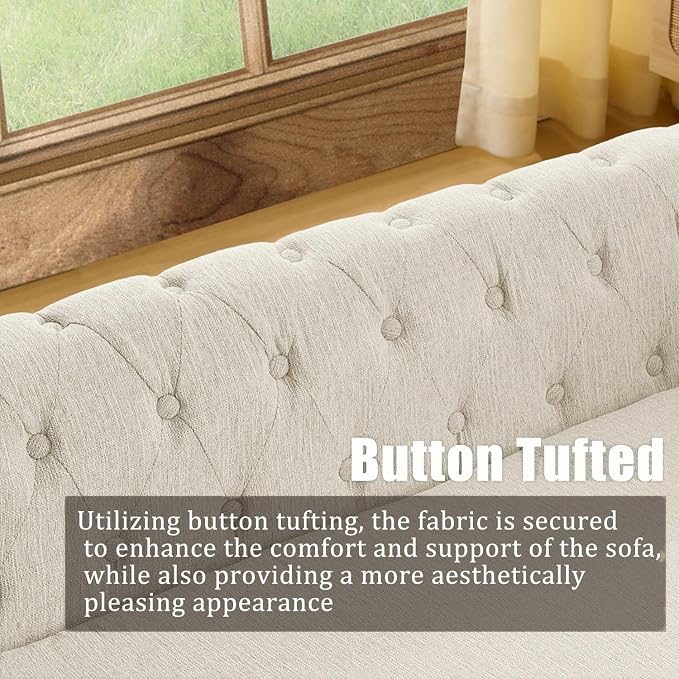 Large Dog Couch, for Large & Extra Large Dogs | Removable & Washable | No Assembly Required | Breathable Linen Fabric | Soft Foam |Floor-friendly sofa legs | Beige