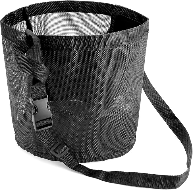 QWORK 2 Pack Horse Feed Bag for Grain - Durable Mesh Grain Feeder with Adjustable Strap, Comfortable Neck and Nose Pad Horse Muzzle Feed Bag, for Feeding Grain, Powder, Supplements