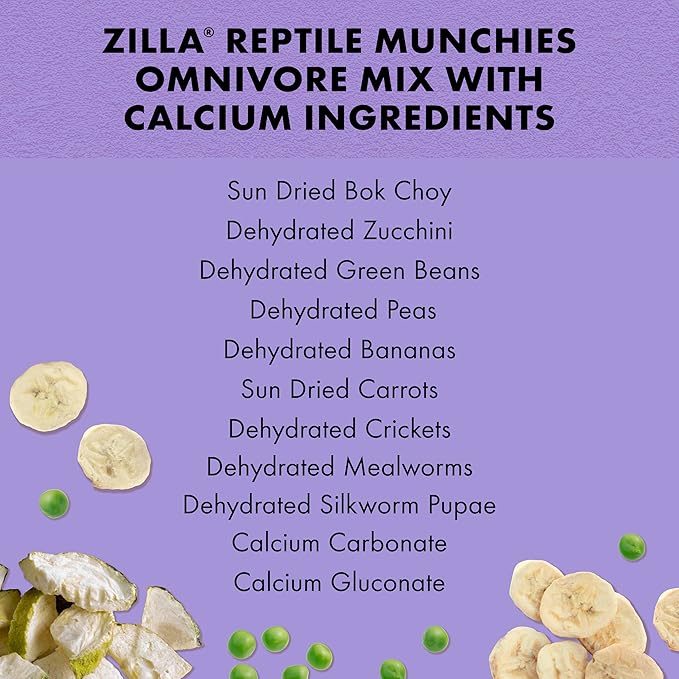 Zilla Reptile Munchies, Omnivore Mix with Calcium 4 oz.