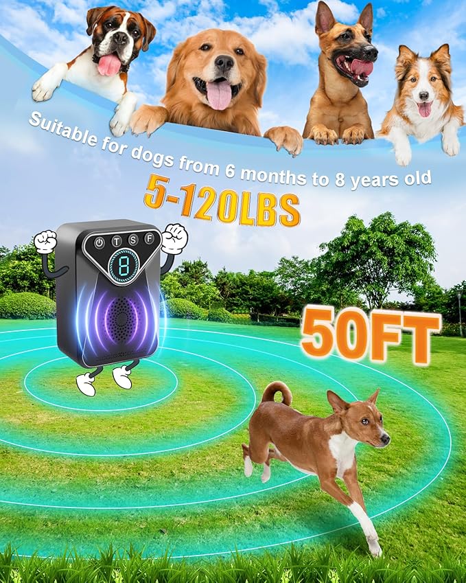 2026 Upgraded Anti Barking Device for Dogs, Ultrasonic Dog Bark Deterrent Device with 9 Modes&33FT Range, Rechargeable Barking Control, Safe&Humane Dog Barking Deterrent Devices Barking Silencer