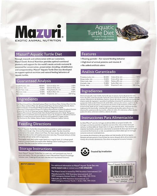 Mazuri | Nutritionally Complete Aquatic Turtle Food | Freshwater Formula - 12 Ounce (12 oz) Bag