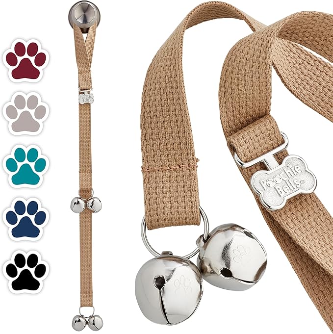 Premium Webbing PoochieBells Potty Training Dog Doorbells, Simple and Effective Puppy Housetraining Bell Tool with Easy, Step-by-Step Instructions