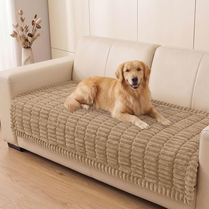 Smiry Couch Cover for Dogs, Non Slip Washable Sofa Protector for Pets, Soft Furniture Cover for Pet, Stylish Sofa Covers, Cozy Protect Against Fur, Dirt & Everyday Messes (Khaki, 35.4" x 88")