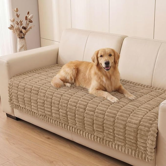 Smiry Couch Cover for Dogs, Non Slip Washable Sofa Protector for Pets, Soft Furniture Cover for Pet, Stylish Sofa Covers, Cozy Protect Against Fur, Dirt & Everyday Messes (Khaki, 43" x 63")