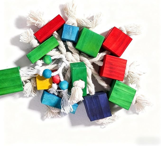 Durable Bird Toys for Large Parrots – Parrot Toys for Macaws & African Greys – Natural Wood, Squeaky, Chew & Climbing Toys for Large Birds, Safe & Eco-Friendly