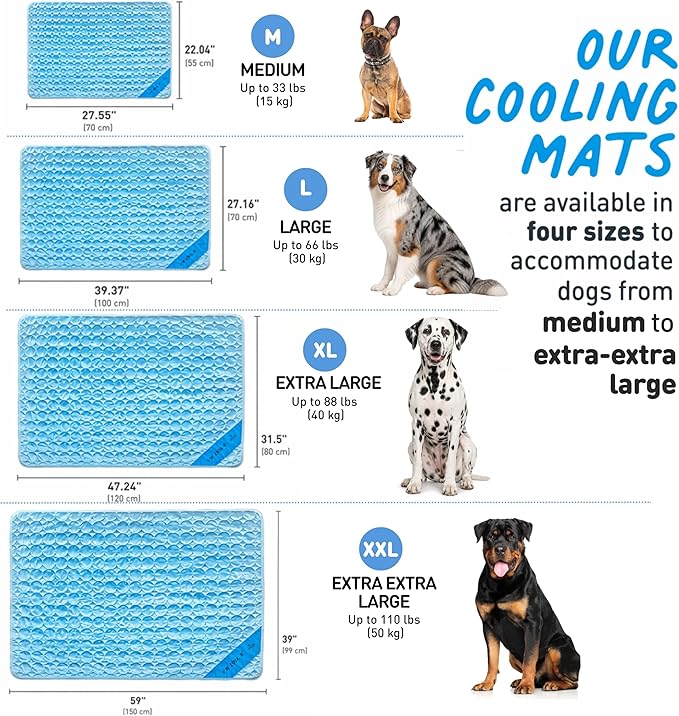 INSPECTOR TAIL Dog Cooling Mat - No Freeze Needed, Self-Cooling Pad for Extra Large Dogs, Washable Portable for Crate Kennel Car Sofa Bed Floor, Indoor Outdoor Summer Use, 47"x31" with Carry Bag