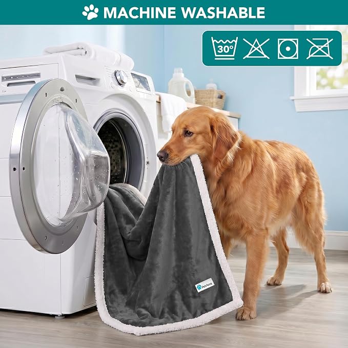 PetAmi Dog Blanket for Medium Large Dogs and Pets, Soft Sherpa Fleece Pet Blanket Throw for Cats Puppies, Reversible Plush Couch Cover Protector Sofa Bed Car Seat, Machine Washable, 80x60, Dark Gray