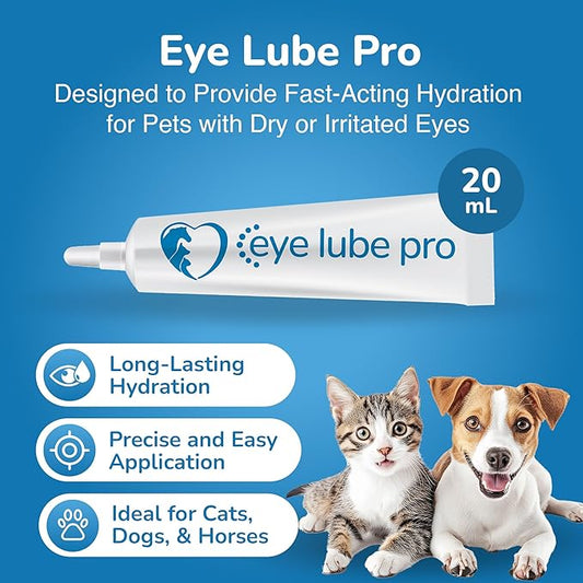 Sentrx - Eye Lube Pro Eye Drops for Dogs, Cats, and Horses, Hydrating Gel Eye Drops with Hyaluronic Acid and Carbomer Lubrication, for Dryness, Itching, and Irritation, 20g