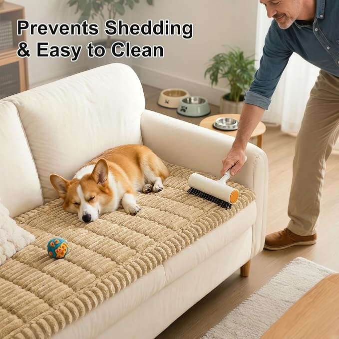 Smiry Couch Cover for Dogs, Non Slip Washable Sofa Protector for Pets, Soft Furniture Cover for Pet, Stylish Sofa Covers, Cozy Protect Against Fur, Dirt & Everyday Messes (Camel, 35.4" x 88")
