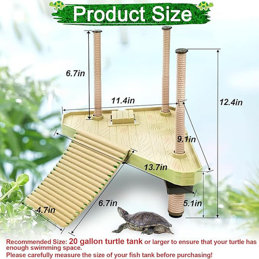 Keedolla Floating Turtle Pier and Basking Platform, Turtle Basking Platform Ramp Tortoise Reptile Floating Docks Climbing Ladder for Crabs, Frogs, Newts, Salamanders - Medium