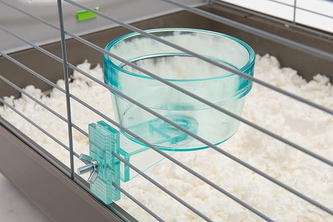 Lixit Quick Lock Removable Cage Bowls for Rabbits, Guinea Pigs, Gerbils, Ferrets, Dogs, Cats, Birds, and Other Small Animals - Made in USA (Blue, 20 Ounce)