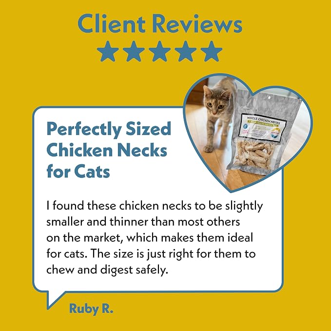 Fresh Is Best Freeze Dried Whole Chicken Necks for Dogs & Cats - Raw Crunchy Single Ingredient Dog Treats - High-Protein Dental Chews in Resealable Bag - Made in USA