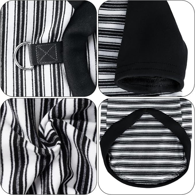Pistha Dog Tshirt Striped Shirts for Dogs Clothes Stretchy Puppy T-Shirts with Metal Buckle for Small Medium Dog Boys Girls (Black, Large)
