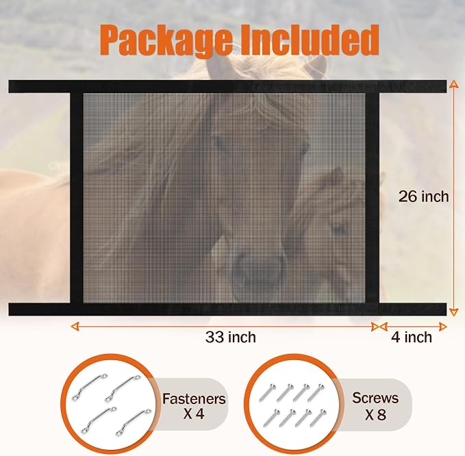 Horse Trailer Window Screen with Hook and Loop, Horse Trailer Accessories to Protect the Horse's Eyes and Ears from Bugs and Debris and Enhances Air Circulation