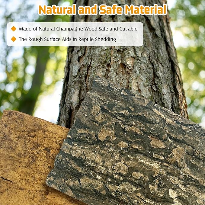 Natural Reptile Cork Bark Bedding Bearded Dragon Climbing Wall Mat 6PCS Cork Wood for Terrarium Background Decor Crested Gecko Tank Accessories for Lizard Snake Chameleon Tortoise Frog