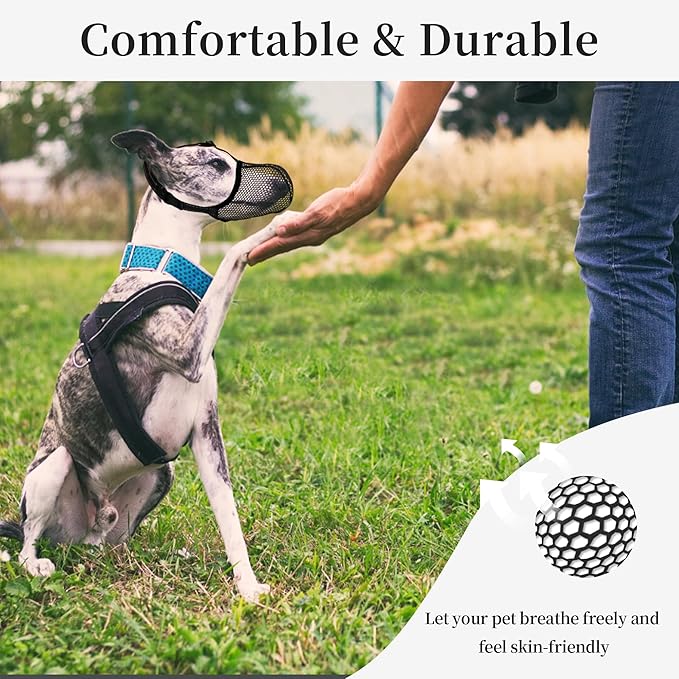 Dog Muzzle, Breathable Soft for Extra Small Dogs to Anti & Prevent Barking Biting Chewing, Reflective & Adjustable Basket Muzzle with Air Mesh for Dachshund Black XS