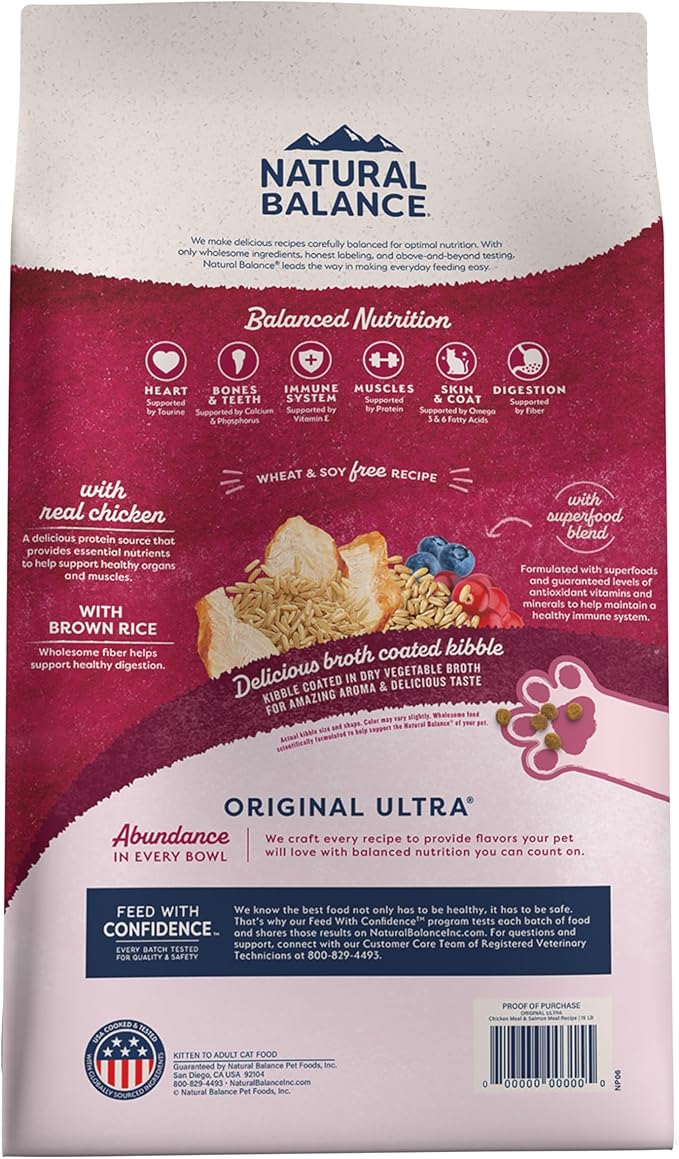 Natural Balance Original Ultra Dry Cat Food, Chicken Meal & Salmon Meal Recipe, Whole Body Health for Kittens to Adult Cats, 6 lb. (Pack of 1)