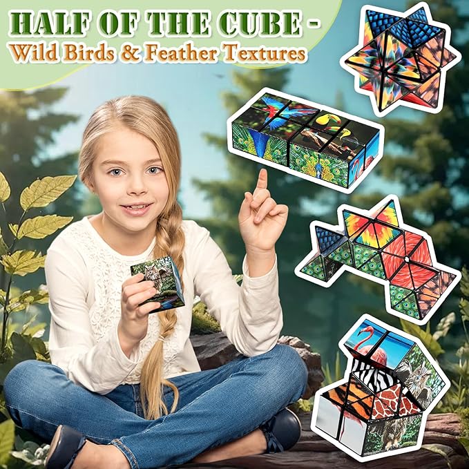 2 in 1 Star Cube Magic Cube Set, Fidget Toy for Kids, Animal Toys for Ages 8-13, Travel Yoshimoto Cube for 6 7 8 9 10 11 Year-Old Boy Girls Gifts