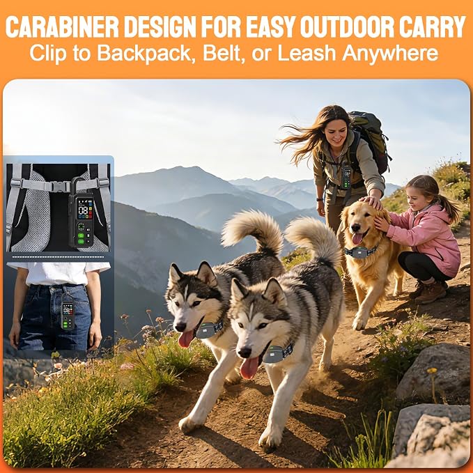 2-in-1 Dog Shock Collar & Bark Collar, 990FT Dog Training Collar with Remote, IPX7 Waterproof E Collar, 3 Training Modes, LED Light for Small Medium Large Dogs (8-120 lbs) - 1 Collar