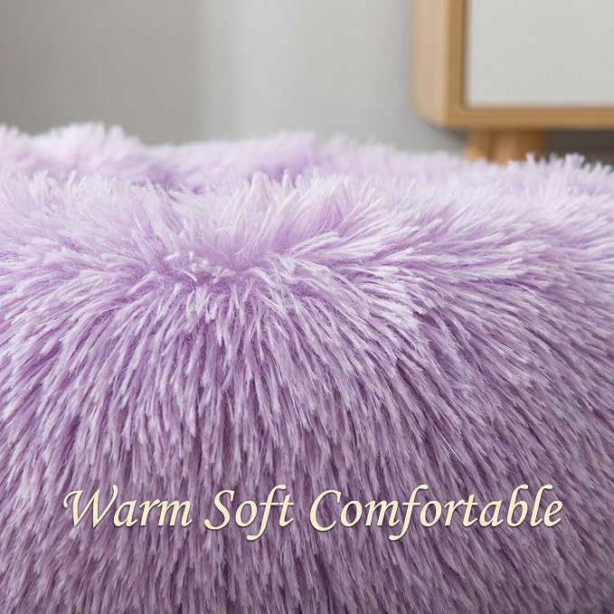 Guinea Pig Bed 11.8 Inch for Small Animal，Washable Small Animal Beds，Hideout Soft & Comfortable Donut Bed for Dwarf Rabbits/Hamster/Hedgehog/Ferrets,Purple and White
