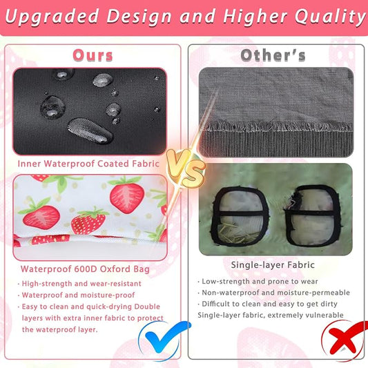 DZWLKJ Guinea Pig Hay Feeder, 2 Pack, 11 x 9 x 1 Inches, Rabbit Hay Feeder Bag, Stainless Steel, 600D Oxford, Watermelon and Strawberry