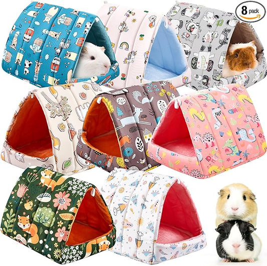 Cinnvoice 8 Pcs Guinea Pig Hideout, Guinea Pig Bed Washable Small Animal Cage Accessories for Bunny Hedgehog Mouse Chinchillas Hamsters Ferrets Rats(9.8 in)