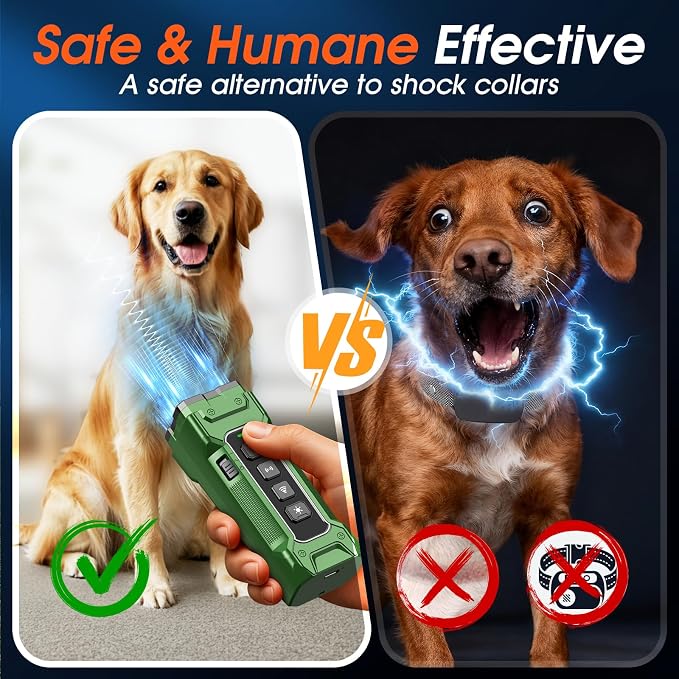 Dog Bark Deterrent Devices, Anti Barking Device 3X Ultrasonic Bark Control Device 50ft Range, Rechargeable & Safe Dog Training Tool for Quiet Walks and Peaceful Homes | Rechargeable, Anti Barking Control, Safe Training Tool, Quiet Walks, Indoor & Outdo...