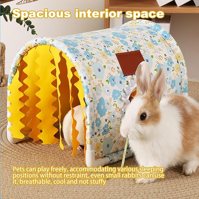 Guinea Pig Hideout Tunnel - Bunny Hideout, Machine Washable Guinea Pig Hide Tent Houses & Habitats,Guinea Pig Accessories for Hamster/Chinchilla/Dwarf Rabbit- Playing Resting(Yellow Tunnel)