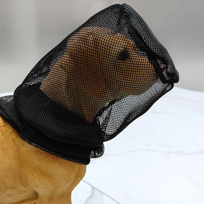 Foxtail Mask Dogs Head Protector, Foxtails Protection for Dogs Adjustable Elastic, Dog Soft Net Mask for Outdoor Hiking Camping, Breathable Mesh Muzzles for Dog, Black, XL