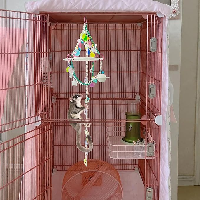 c,Glow in The Dark Sugar Glider Planet Moon Space Platform Toy,SugarGlider Hanging Climbing Toys,Sugar Glider Hamster Rats Toys,for Climbing,Exercising,Sugar Glider Cage Accessories