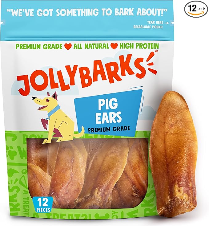 Half Pig Ears for Dogs (12 Pack) – All Natural Single Ingredient Dog Chews – High Protein, Easily Digestible Pig Ear Treats – Rawhide Alternative for Small & Large Dogs
