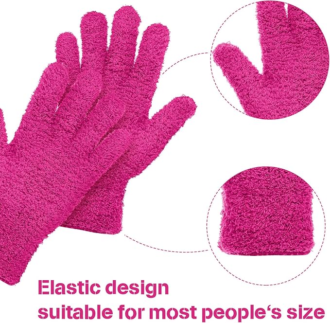 Patelai 2 Pairs Microfiber Gloves for plants Dusting Cleaning Glove Mittens House Cars Blinds Dusting(Pink, Rose Red,Large)