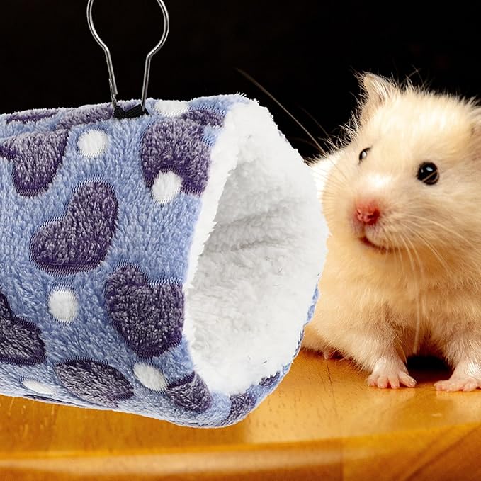 ARTIBETTER Adorable Hamster Tunnel and Hanging Plush Chinchilla Hammock Soft Small Animal Hideout Warm Cage Accessory for Ferrets, Guinea Pigs, and Sugar Gliders