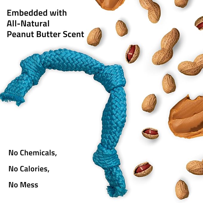Playology Dog Toys | Dri-Tech Dental Rope Toy for Large Senior Dogs, Gentle on Teeth | Peanut Butter Scented Jumbo Toy | Dog Rope for Tug of War
