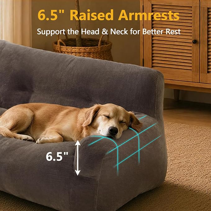 Lovupet Dog Couch for Small Medium Breed, Dog Sofa Bed Full Filled Sponge, No Assembly Need, PS581 (Mocha)